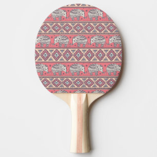 Pink Ethnic Elephant Pattern Ping Pong Paddle