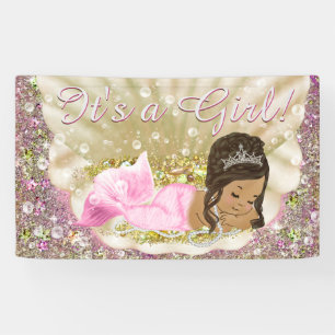 Pink Ethnic Mermaid Baby Shower Banner