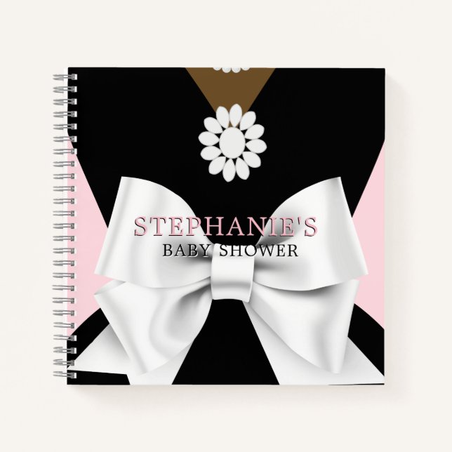 Pink Ethnic Tiffany Theme Baby Shower Guest Book (Front)