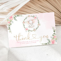 Pink eucalyptus elephant baby shower thank you