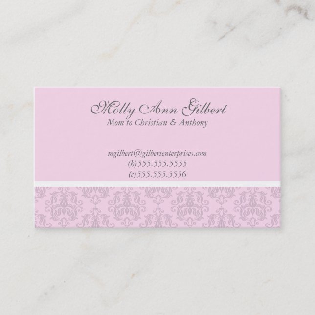 Pink European Elegance Mummy Cards (Front)