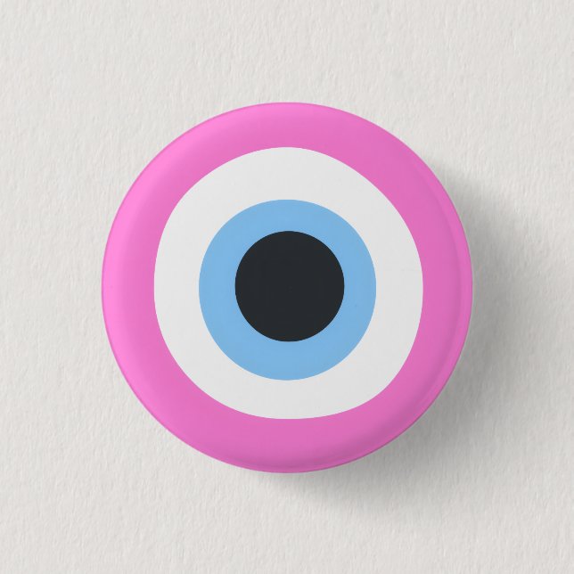 pink evil eye  3 cm round badge (Front)