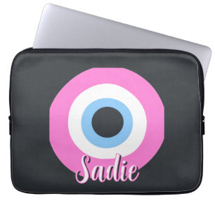 pink evil eye customisable laptop sleeve