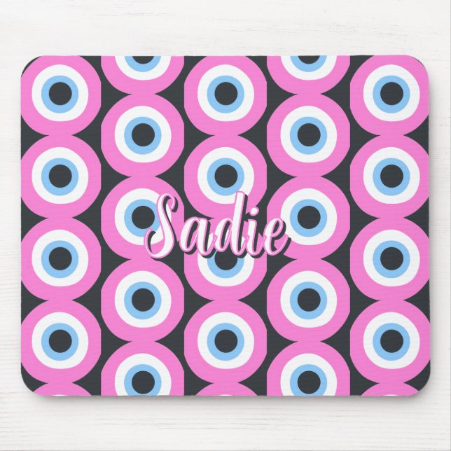 pink evil eye customisable  mouse mat (Front)