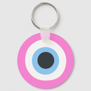 pink evil eye gold keychain