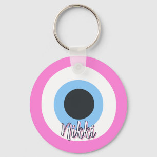pink evil eye Keychain customisable