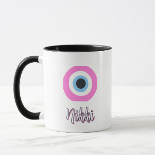 pink evil eye mug customisable