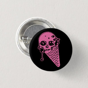 Pink Evil Ice Cream Cone Button