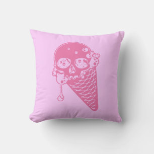 Pink Evil Ice Cream Cone Throw Pillow