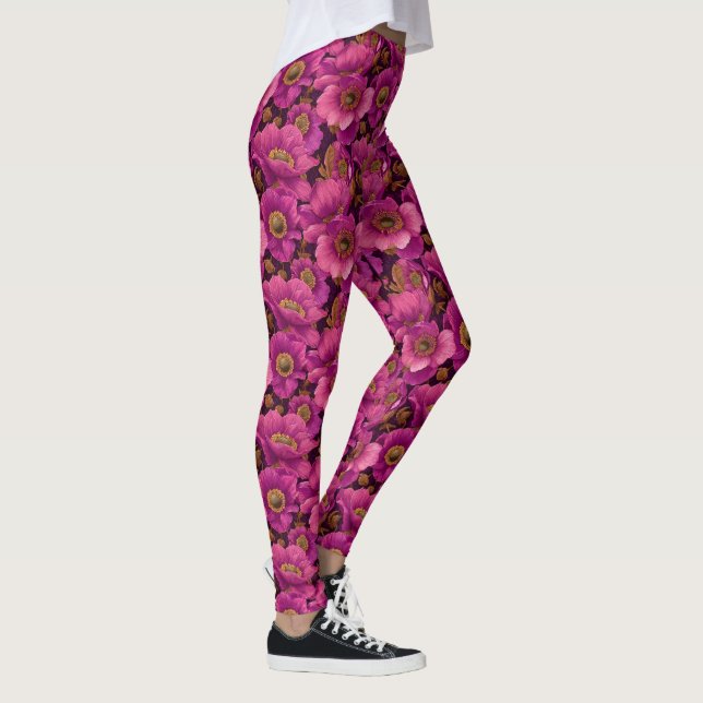 Pink Exercise Anemones Themed Bridesmaid Leggings (Right)