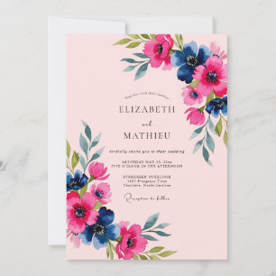Pink Exuberant Spring Wedding Invitation