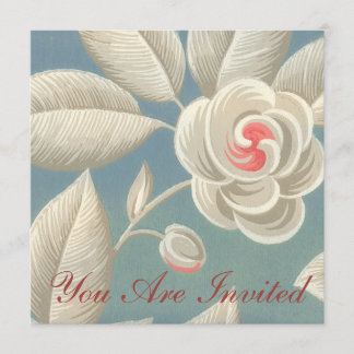 Pink Eye Rose Vintage Wallpaper Invitation