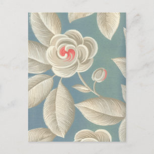 Pink Eye Rose Vintage Wallpaper Postcard