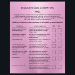 Pink Eyelash Extension Salon Liability Waiver Flyer<br><div class="desc">Pink Liability Waiver Eyelash Extension Salon Flyers.</div>