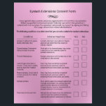 Pink Eyelash Extension Salon Liability Waiver Flyer<br><div class="desc">Pink Liability Waiver Eyelash Extension Salon Flyers.</div>