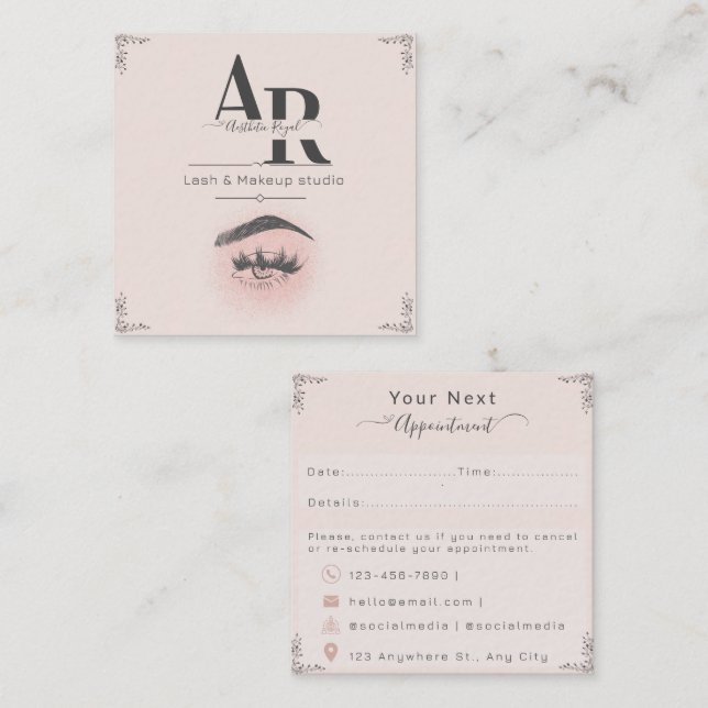 Pink Eyelash Salon Appointment Card (Front/Back)