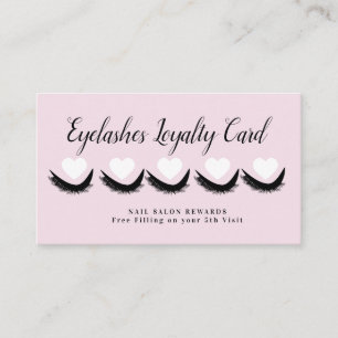 Pink Eyelashes Reward Loyalty Hearts Business Card