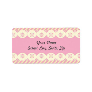Pink Eyelet Background Address Sticker