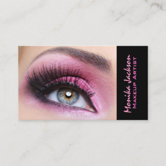 Pink eyeshadow long lashes eyemakeup artist business card