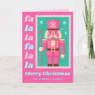 Pink Fa La La Nutcracker Christmas Postage Stamp Holiday Card