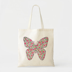 Pink fabric butterfly 02 tote bag
