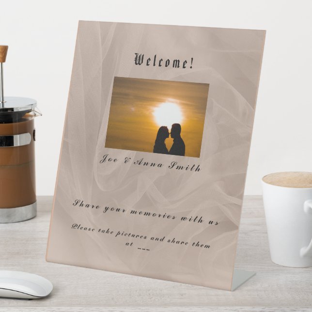 Pink Fabric Textured Print - Any colour Pedestal Sign (In SItu)