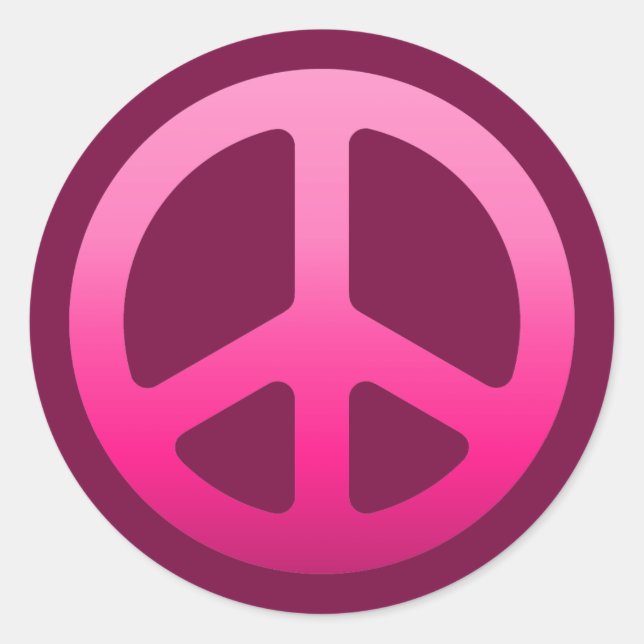 Pink Fade Peace Sign Classic Round Sticker (Front)
