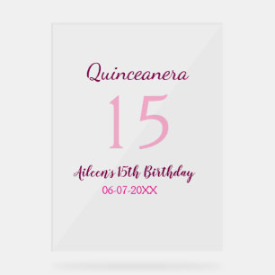 Pink fairy 15th birthday simple moder quinceanera  acrylic sign