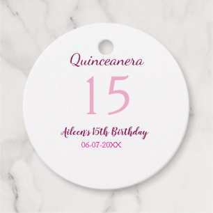 Pink fairy 15th birthday simple moder quinceanera  favour tags