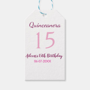 Pink fairy 15th birthday simple moder quinceanera gift tags