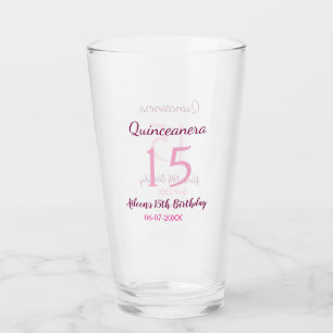 Pink fairy 15th birthday simple moder quinceanera  glass