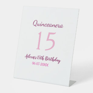 Pink fairy 15th birthday simple moder quinceanera  pedestal sign