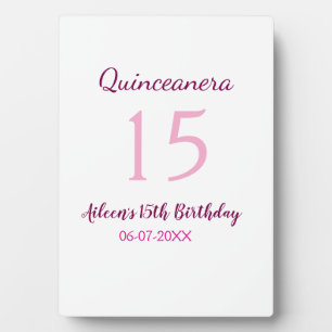 Pink fairy 15th birthday simple moder quinceanera  plaque