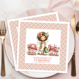 Pink Fairy 2nd Birthday Blush Floral Paper Napkins