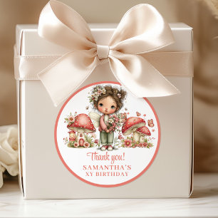 Pink Fairy 2nd Birthday Blush Flowers Favour Box  Classic Round Sticker