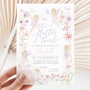 Pink Fairy 2nd Birthday Girls Invitation