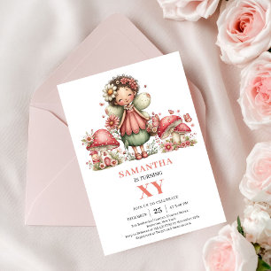 Pink Fairy 2nd Birthday Pastel Flowers Party Invitation