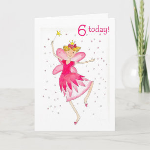Pink Fairy 6th Birthday Card