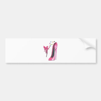 Pink Fairy and Stiletto Shoe Art Bumper Sticker