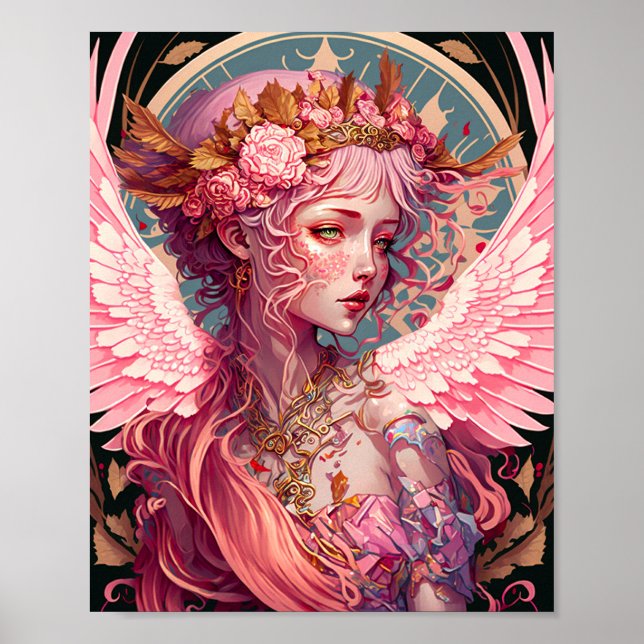 Pink Fairy Angel Fantasy Art Poster (Front)