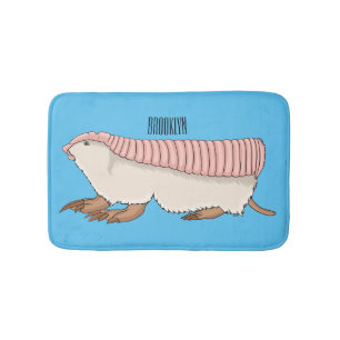 Pink fairy armadillo cartoon illustration bath mat