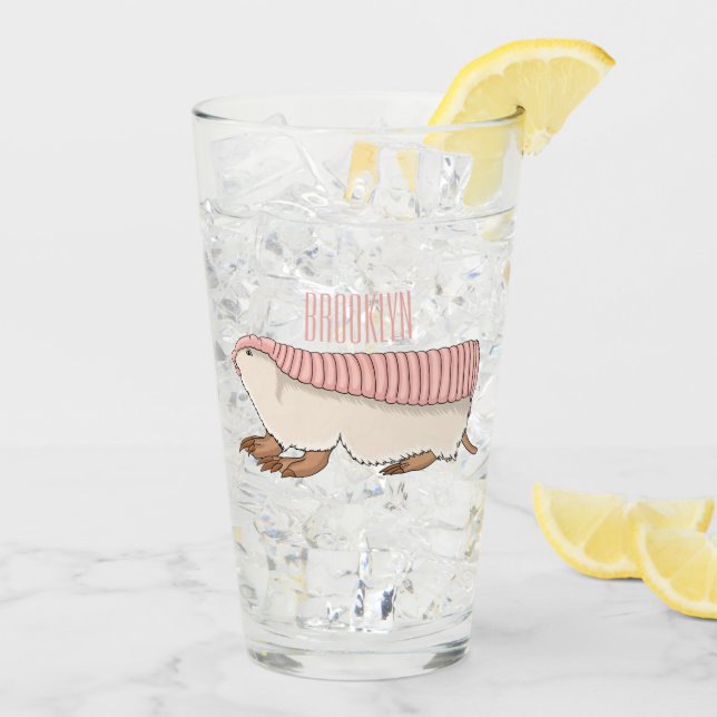 Pink fairy armadillo cartoon illustration  glass (Back Ice)