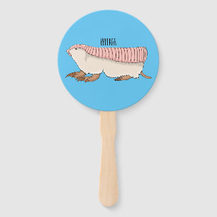 Pink fairy armadillo cartoon illustration hand fan