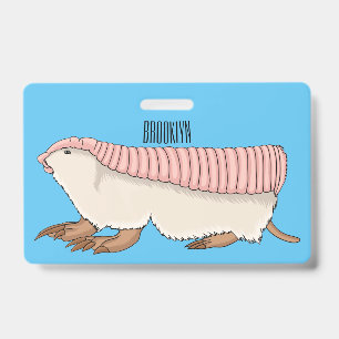Pink fairy armadillo cartoon illustration ID badge