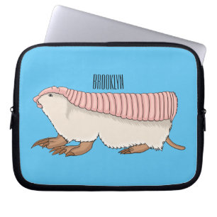 Pink fairy armadillo cartoon illustration laptop sleeve