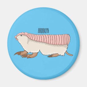 Pink fairy armadillo cartoon illustration magnet