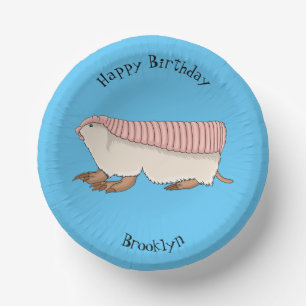 Pink fairy armadillo cartoon illustration paper plate