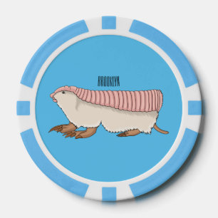 Pink fairy armadillo cartoon illustration  poker chips