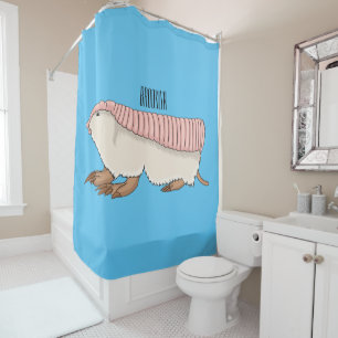 Pink fairy armadillo cartoon illustration shower curtain