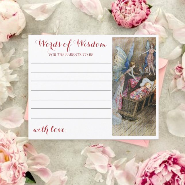 Pink Fairy Baby Blessing Baby Shower Advice Card (Creator Uploaded)